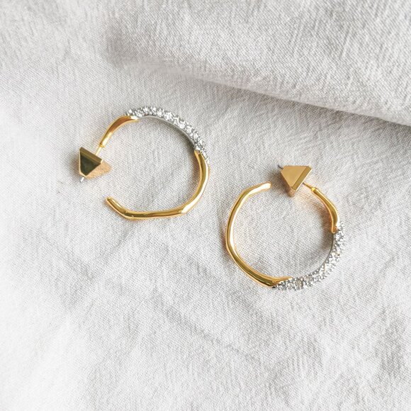 Alexis Bittar Two Tone Crystal Pave Hoop Earring NEW - Picture 3 of 3